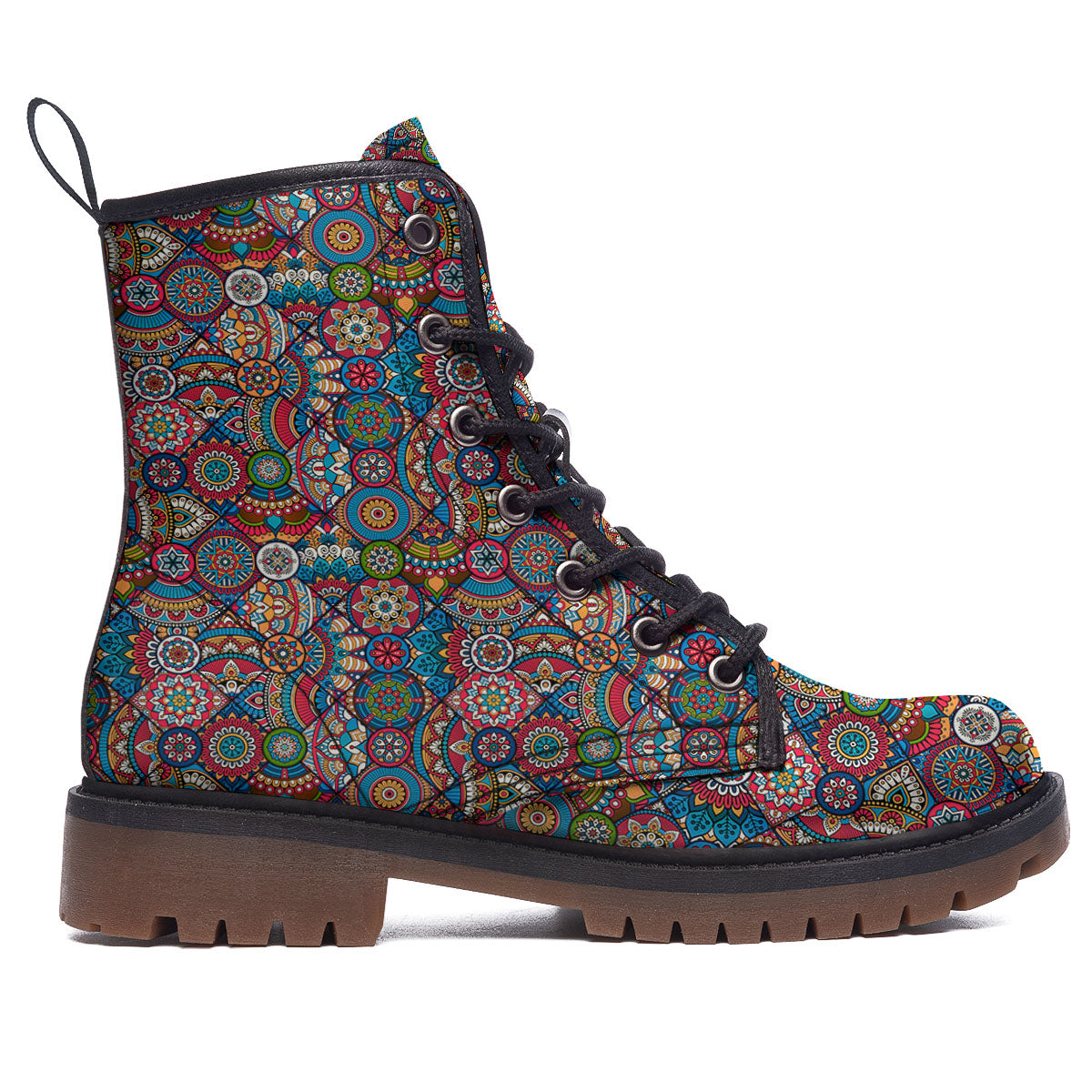 Mandala Bohemian Colorful Print Pattern Work Boots-grizzshop