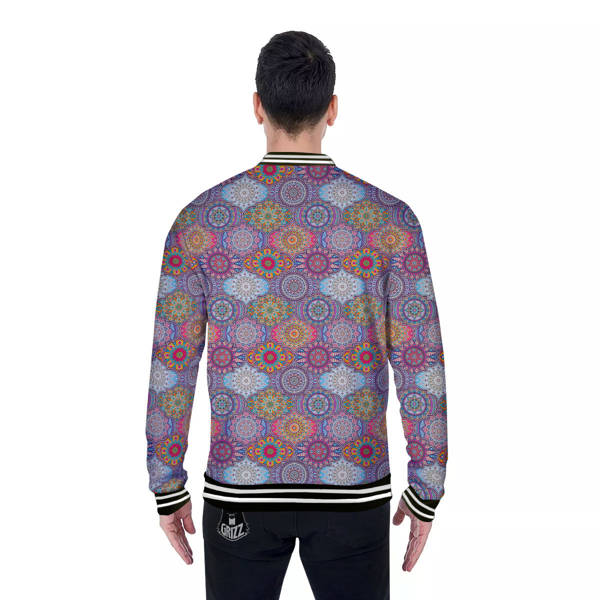 Mandala Bohemian Indian Print Pattern Baseball Jacket-grizzshop