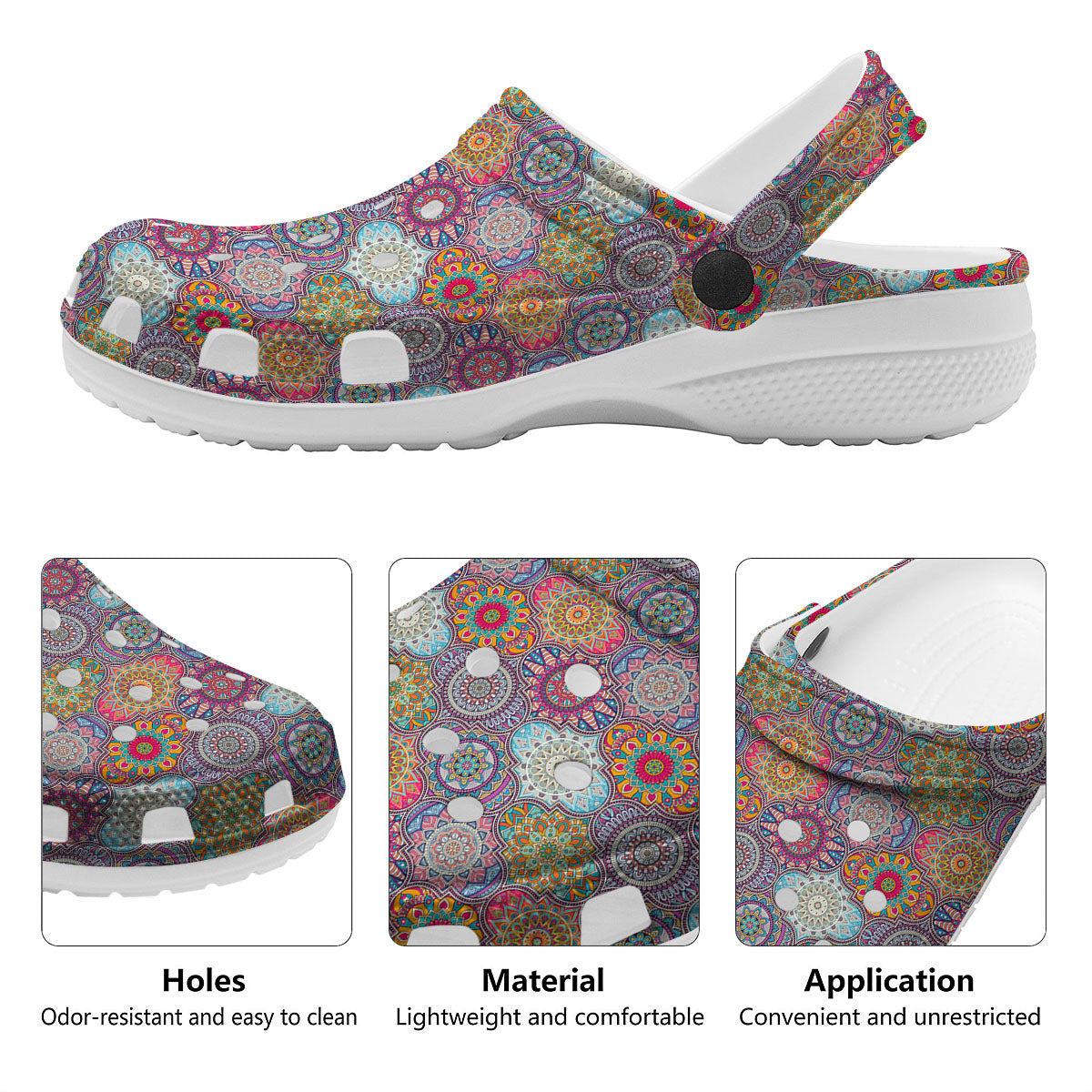 Mandala Bohemian Indian Print Pattern Clog-grizzshop