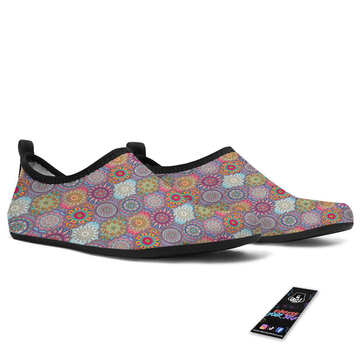 Mandala Bohemian Indian Print Pattern Water Shoes-grizzshop