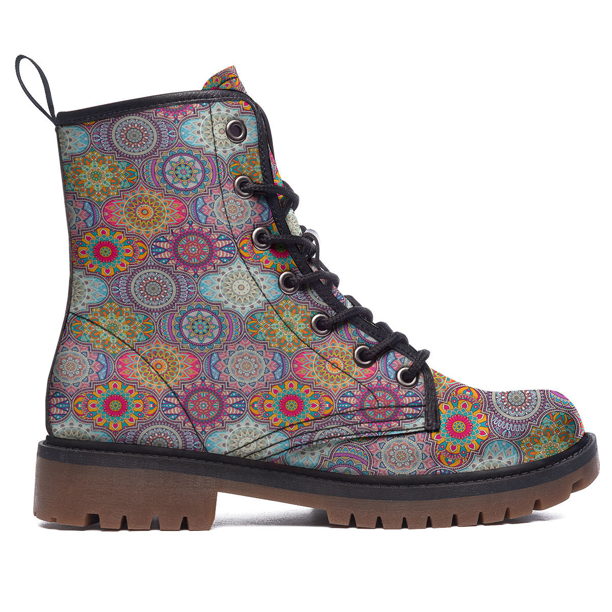 Mandala Bohemian Indian Print Pattern Work Boots-grizzshop