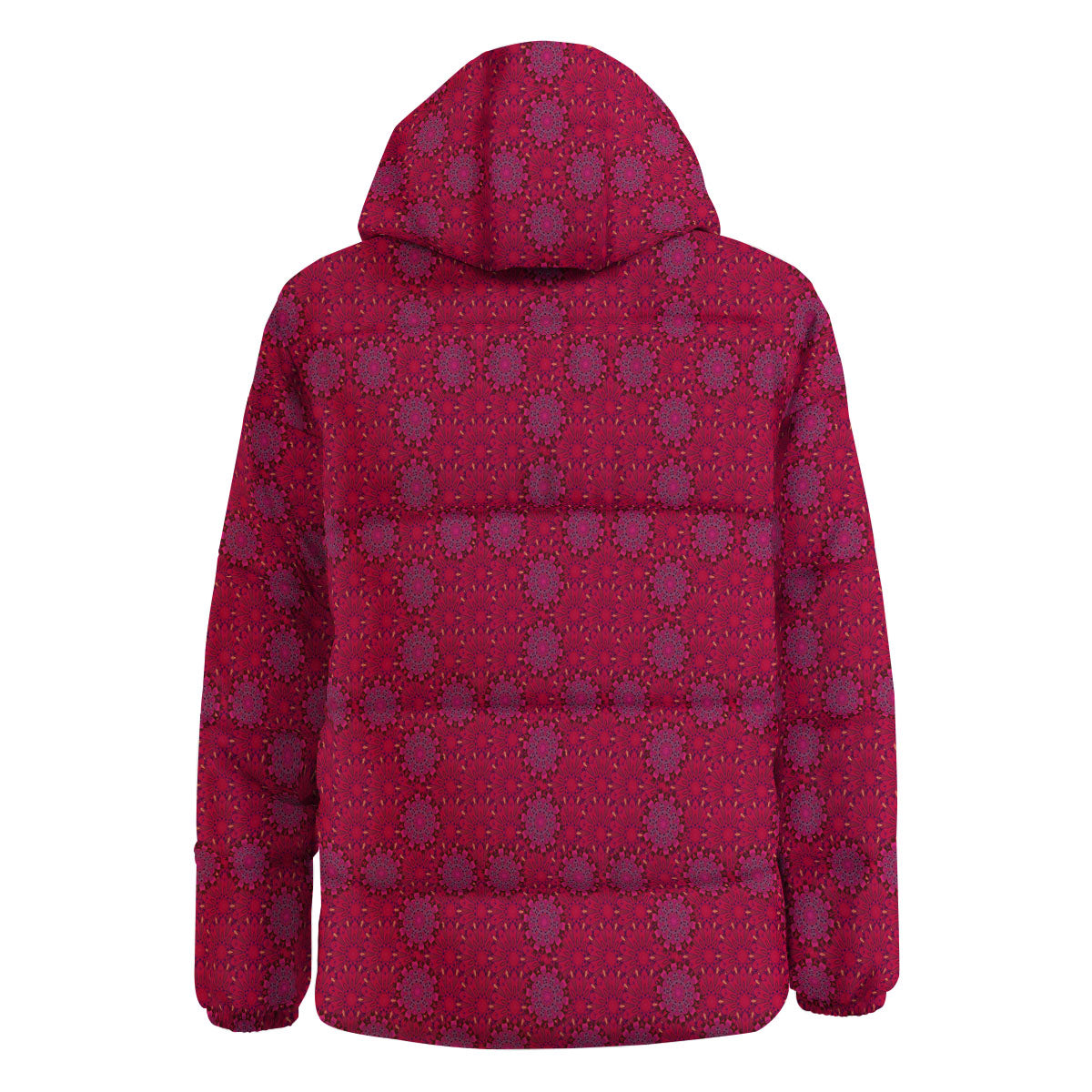 Mandala Bohemian Magenta Print Pattern Down Jacket-grizzshop