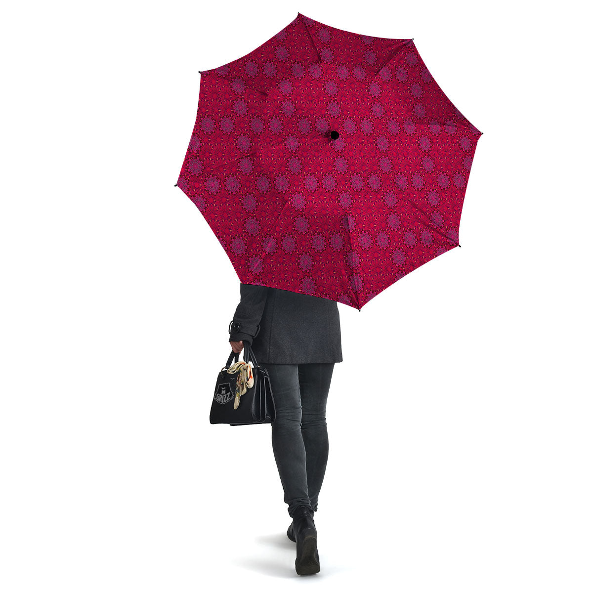 Mandala Bohemian Magenta Print Pattern Umbrella-grizzshop