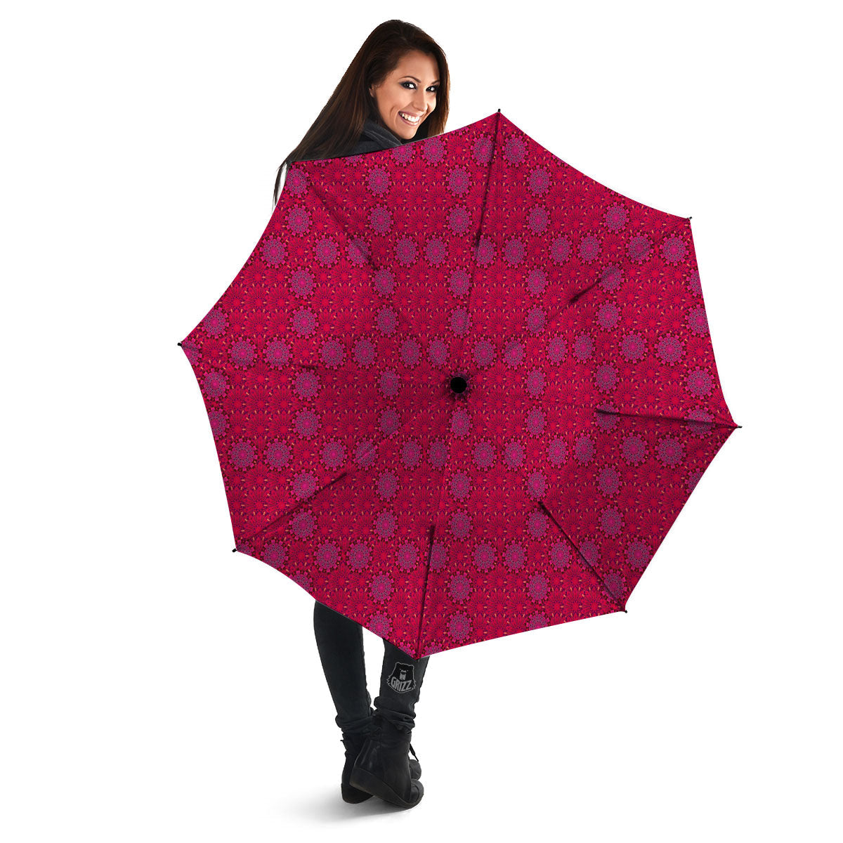 Mandala Bohemian Magenta Print Pattern Umbrella-grizzshop