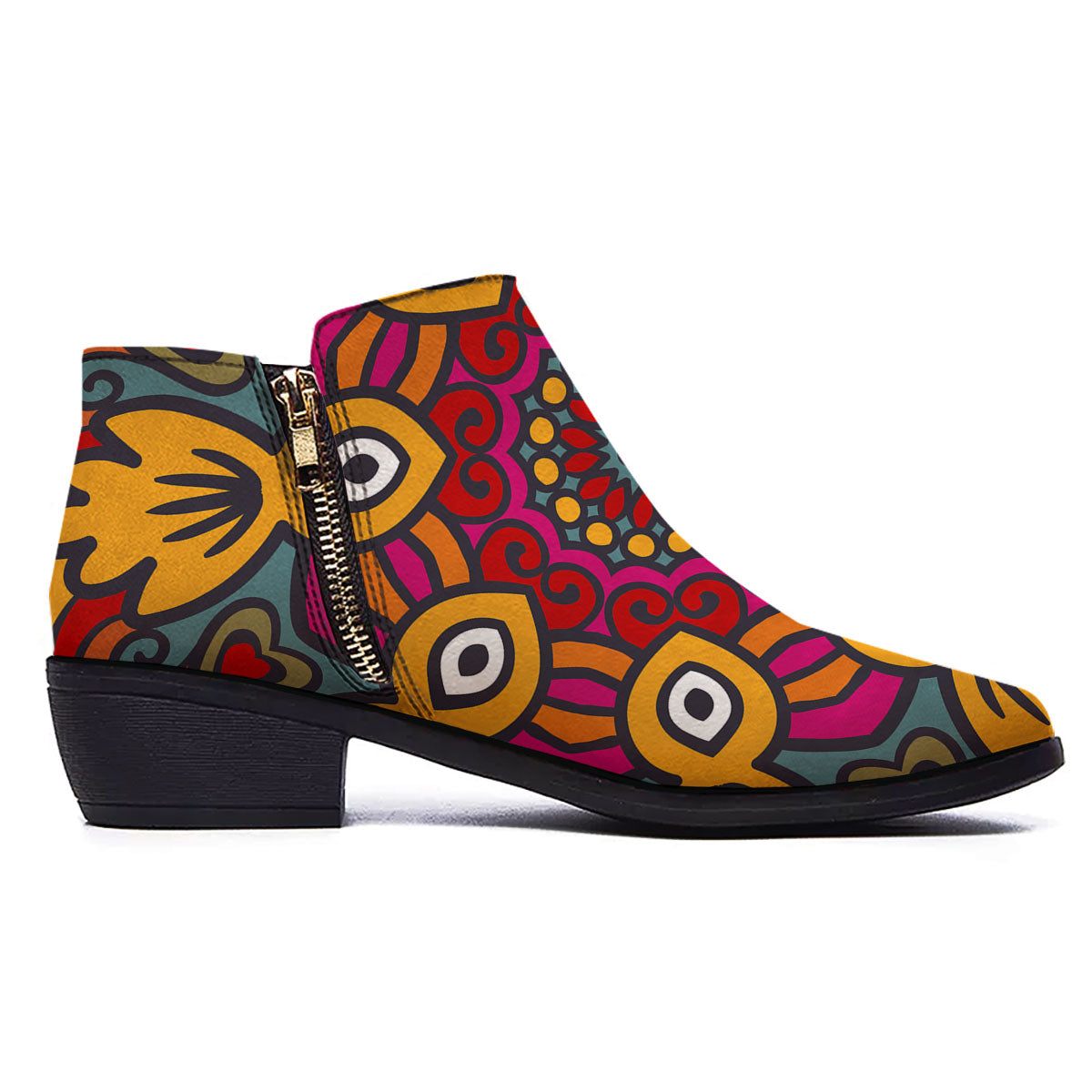 Mandala Bohemian Native Print Pattern Ankle Boots-grizzshop