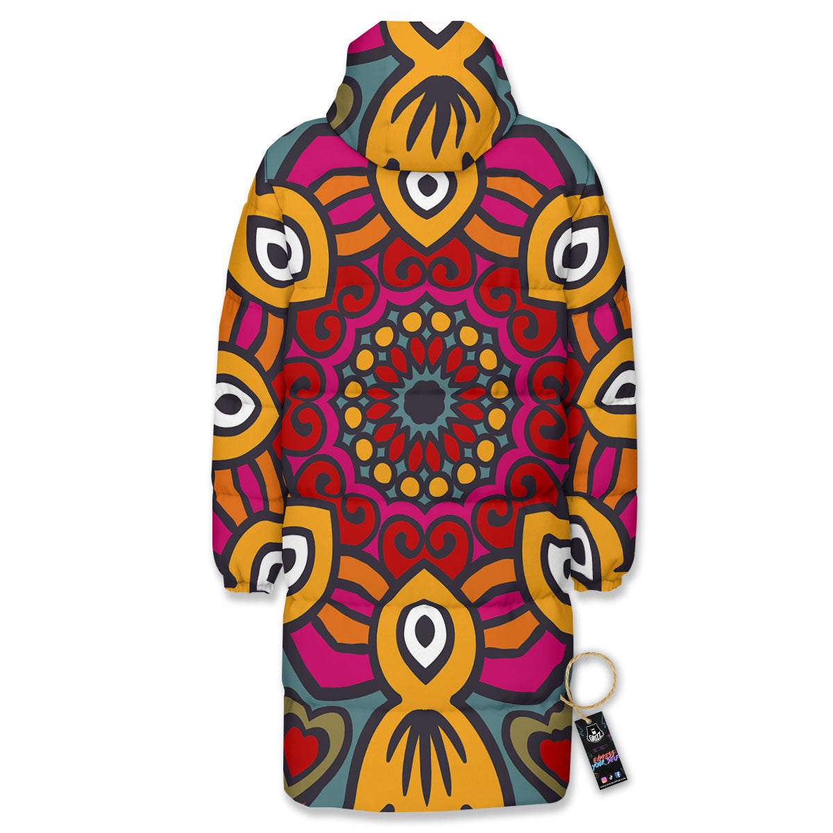Mandala Bohemian Native Print Pattern Long Down Jacket-grizzshop