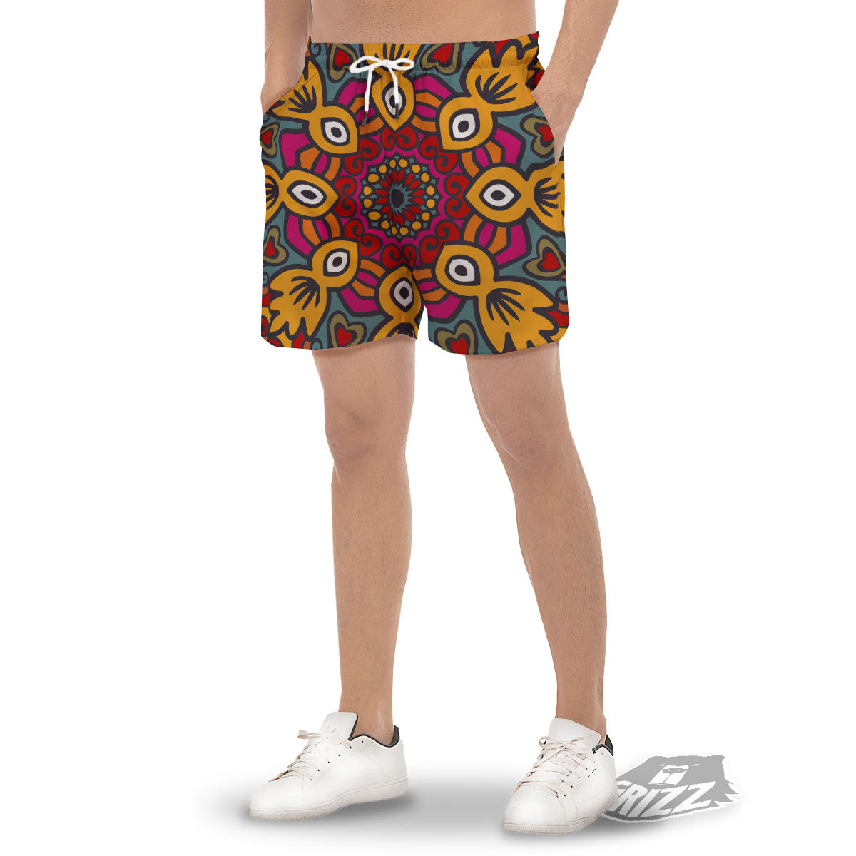 Mandala Bohemian Native Print Pattern Men's Gym Shorts-grizzshop