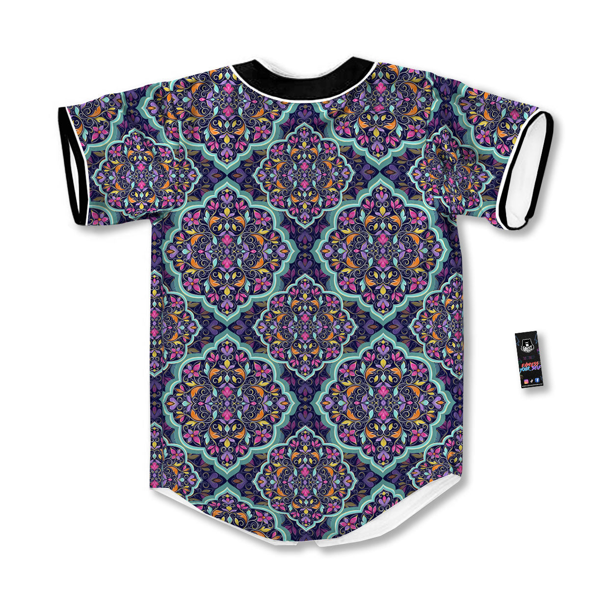Mandala Bohemian Purple Print Pattern Baseball Jersey-grizzshop