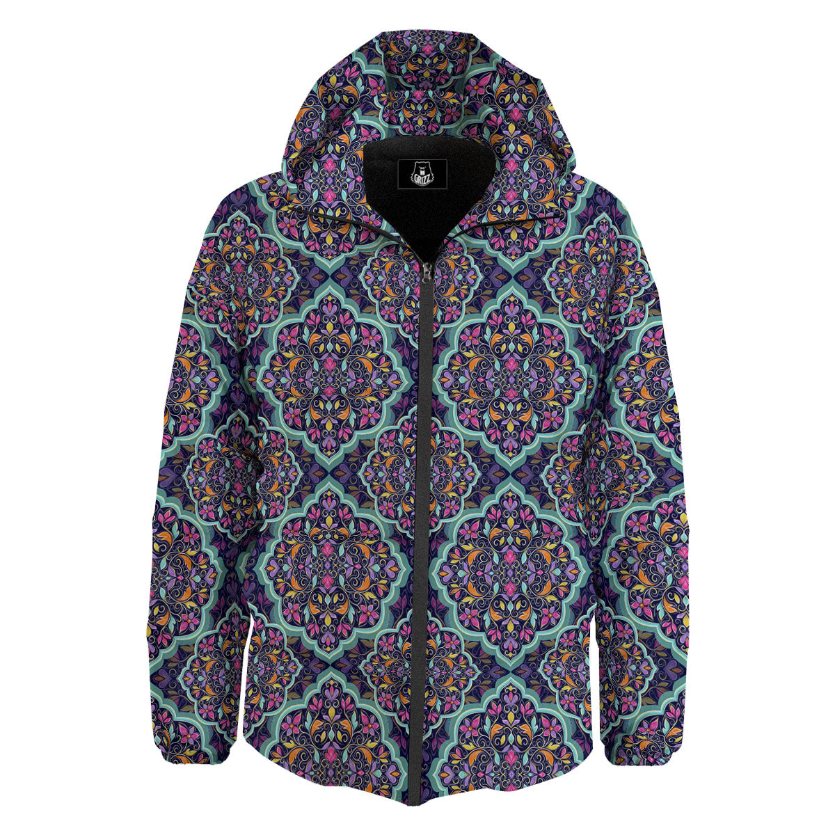 Mandala Bohemian Purple Print Pattern Down Jacket-grizzshop