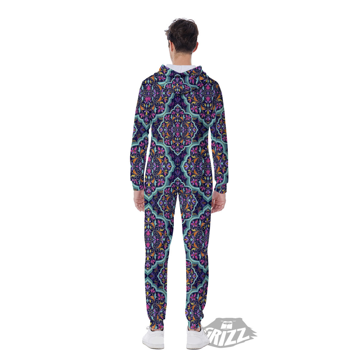 Mandala Bohemian Purple Print Pattern Men's Jumpsuit-grizzshop