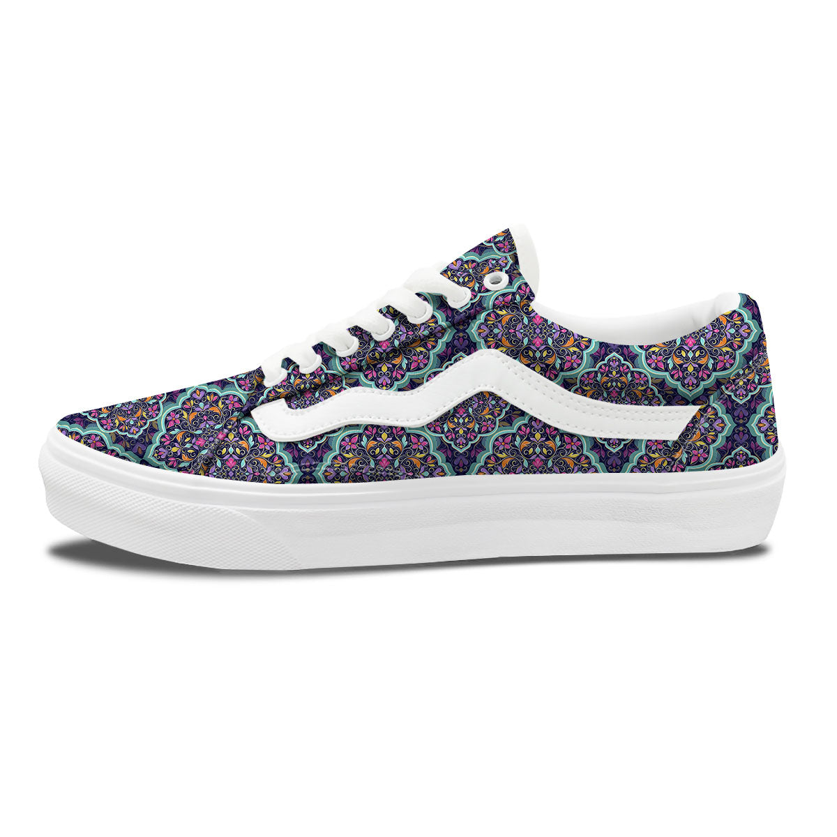 Mandala Bohemian Purple Print Pattern Skate Shoes-grizzshop