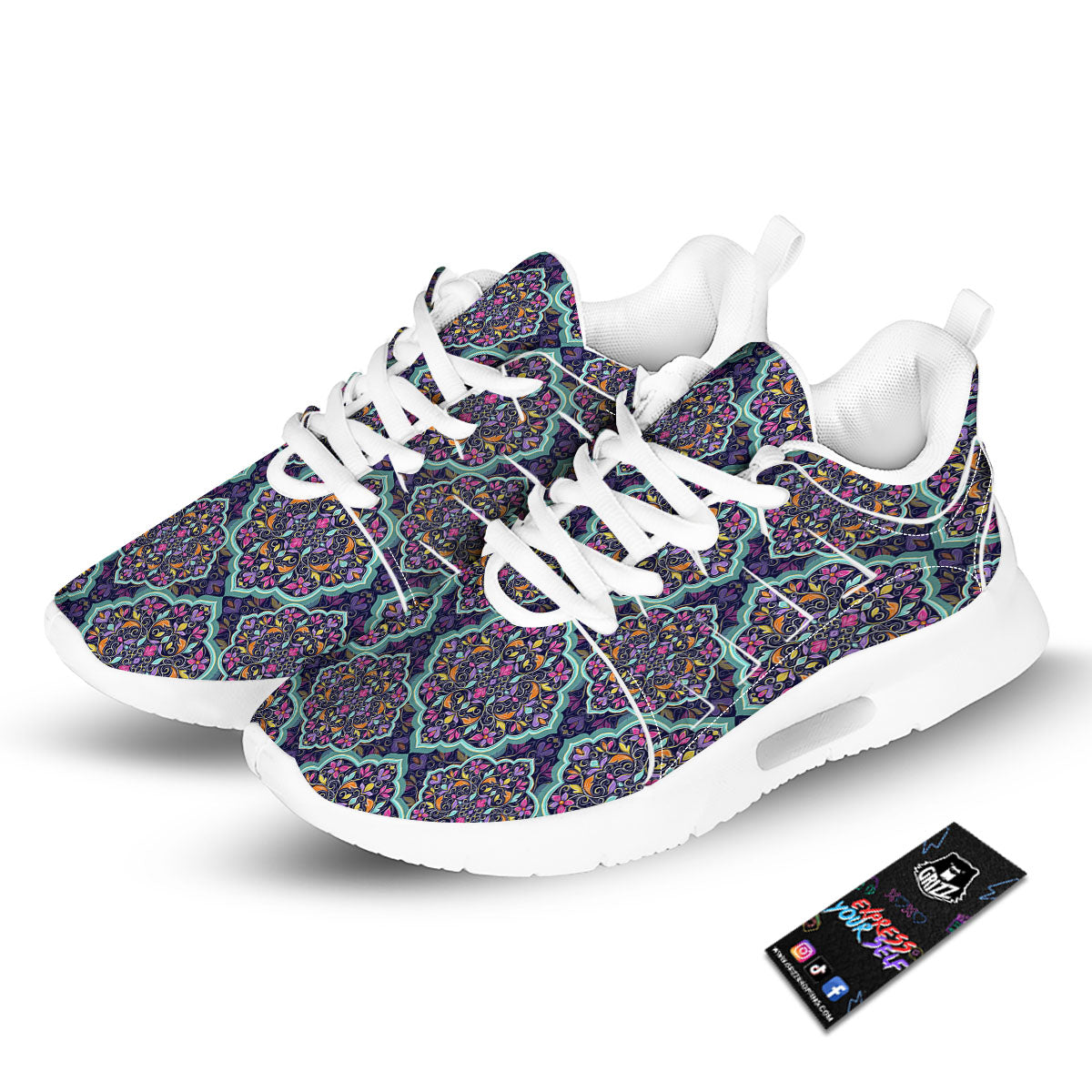 Mandala Bohemian Purple Print Pattern Tennis Shoes-grizzshop