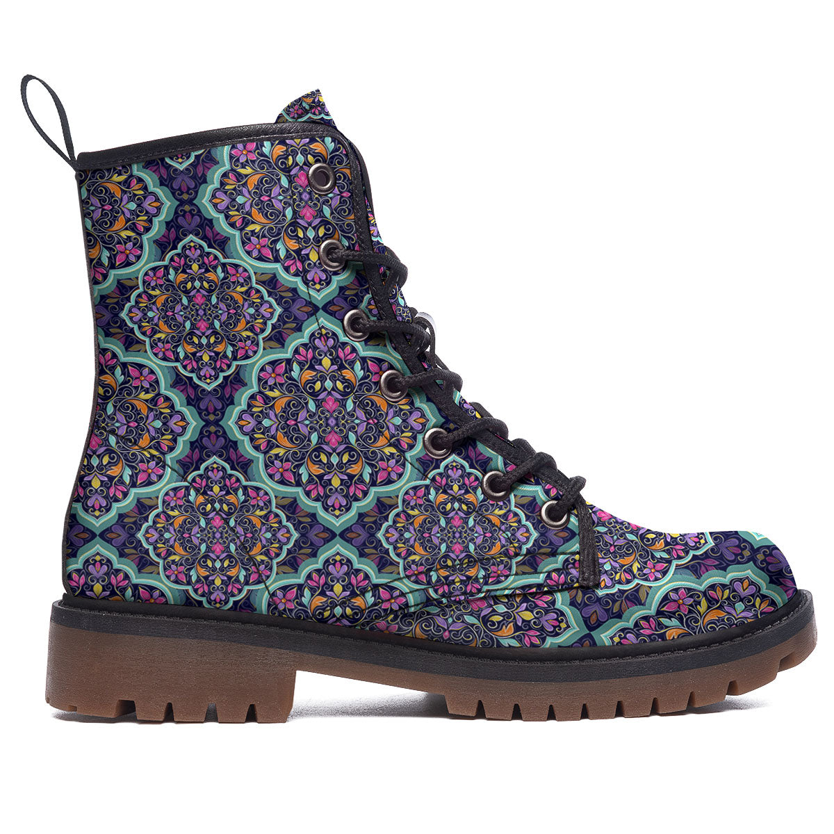Mandala Bohemian Purple Print Pattern Work Boots-grizzshop