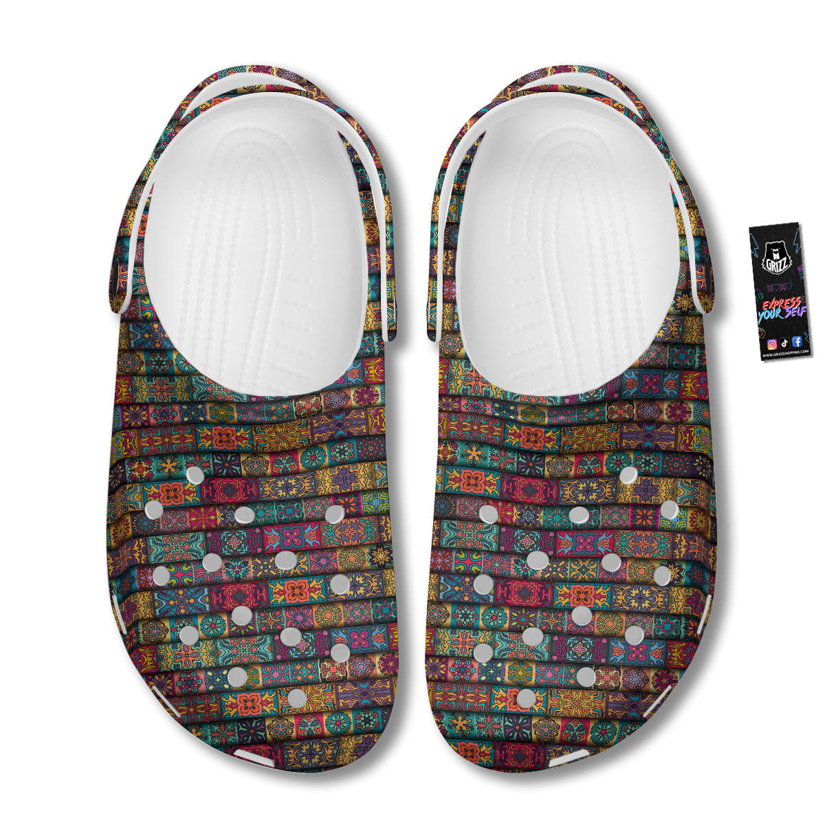 Mandala Bohemian Rectangle Print Pattern Clog-grizzshop
