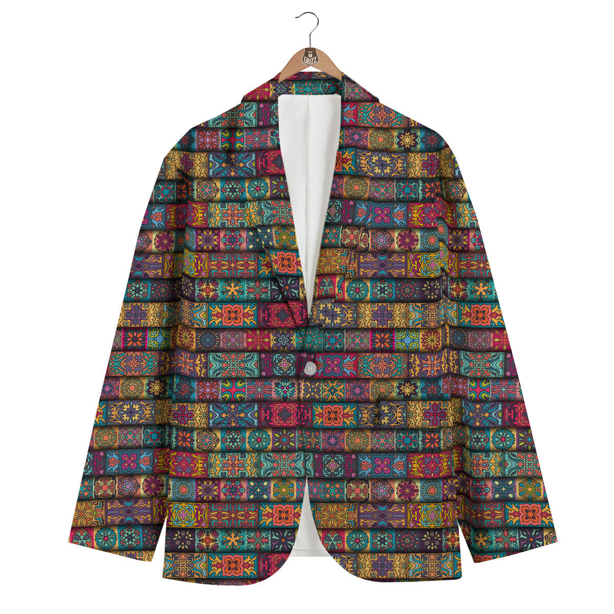 Mandala Bohemian Rectangle Print Pattern Men's Blazer-grizzshop
