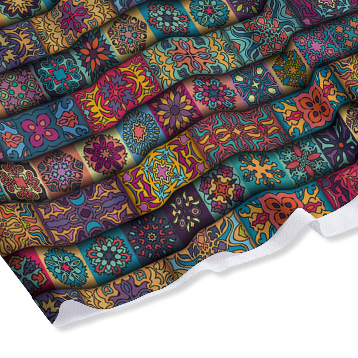 Mandala Bohemian Rectangle Print Pattern Mesh Shorts