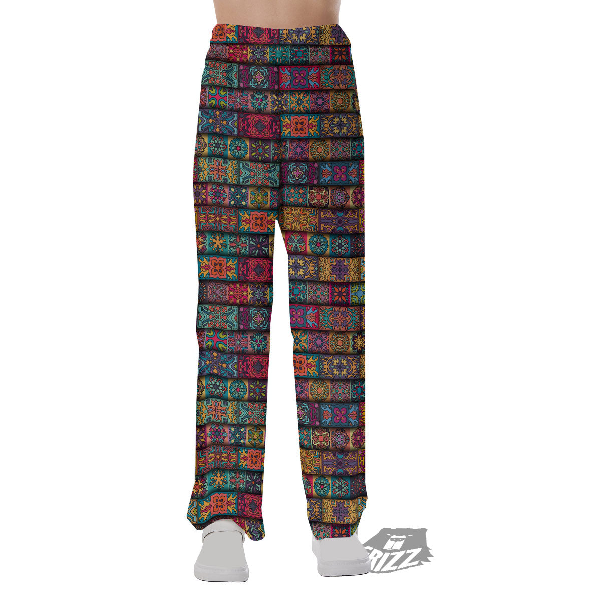 Mandala Bohemian Rectangle Print Pattern Pajama Pants-grizzshop