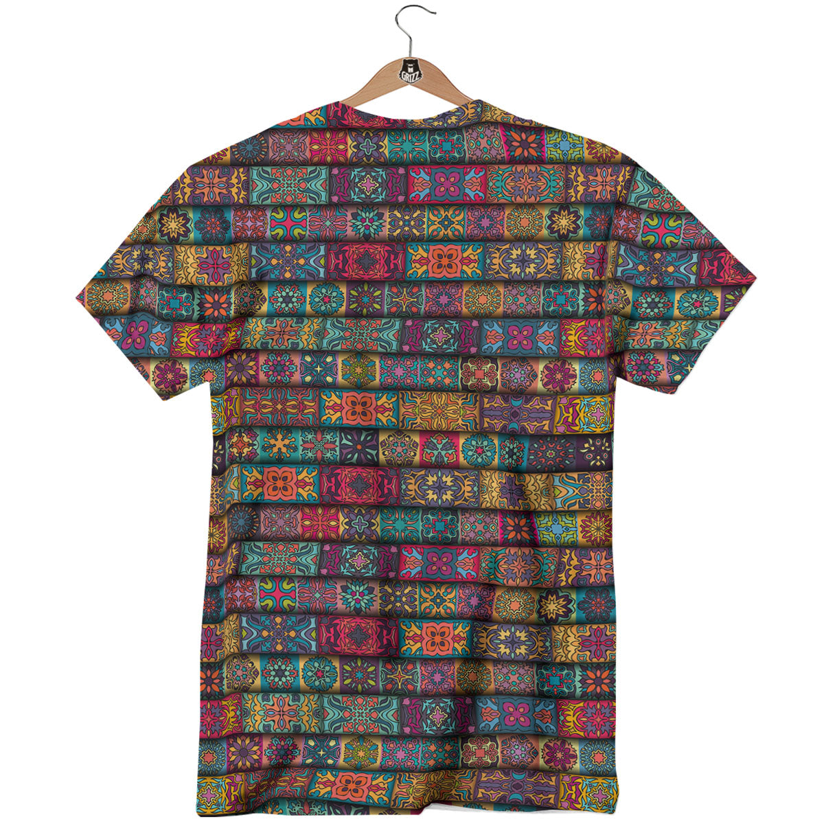 Mandala Bohemian Rectangle Print Pattern T-Shirt-grizzshop