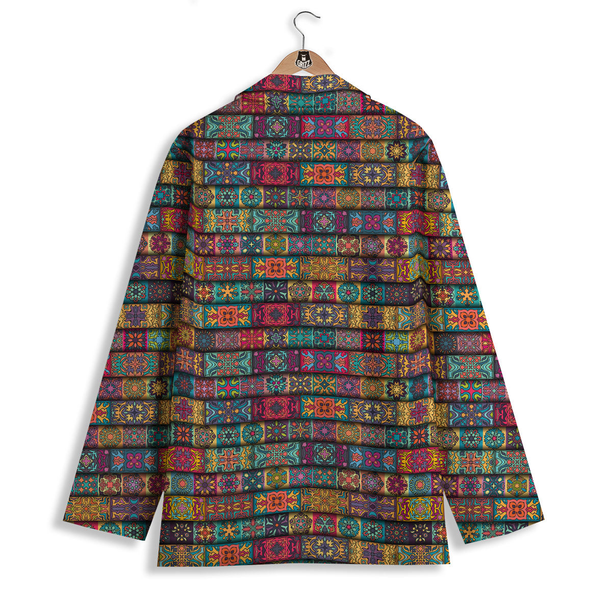 Mandala Bohemian Rectangle Print Pattern Women's Blazer-grizzshop