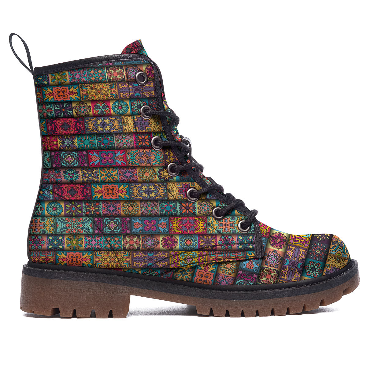 Mandala Bohemian Rectangle Print Pattern Work Boots-grizzshop