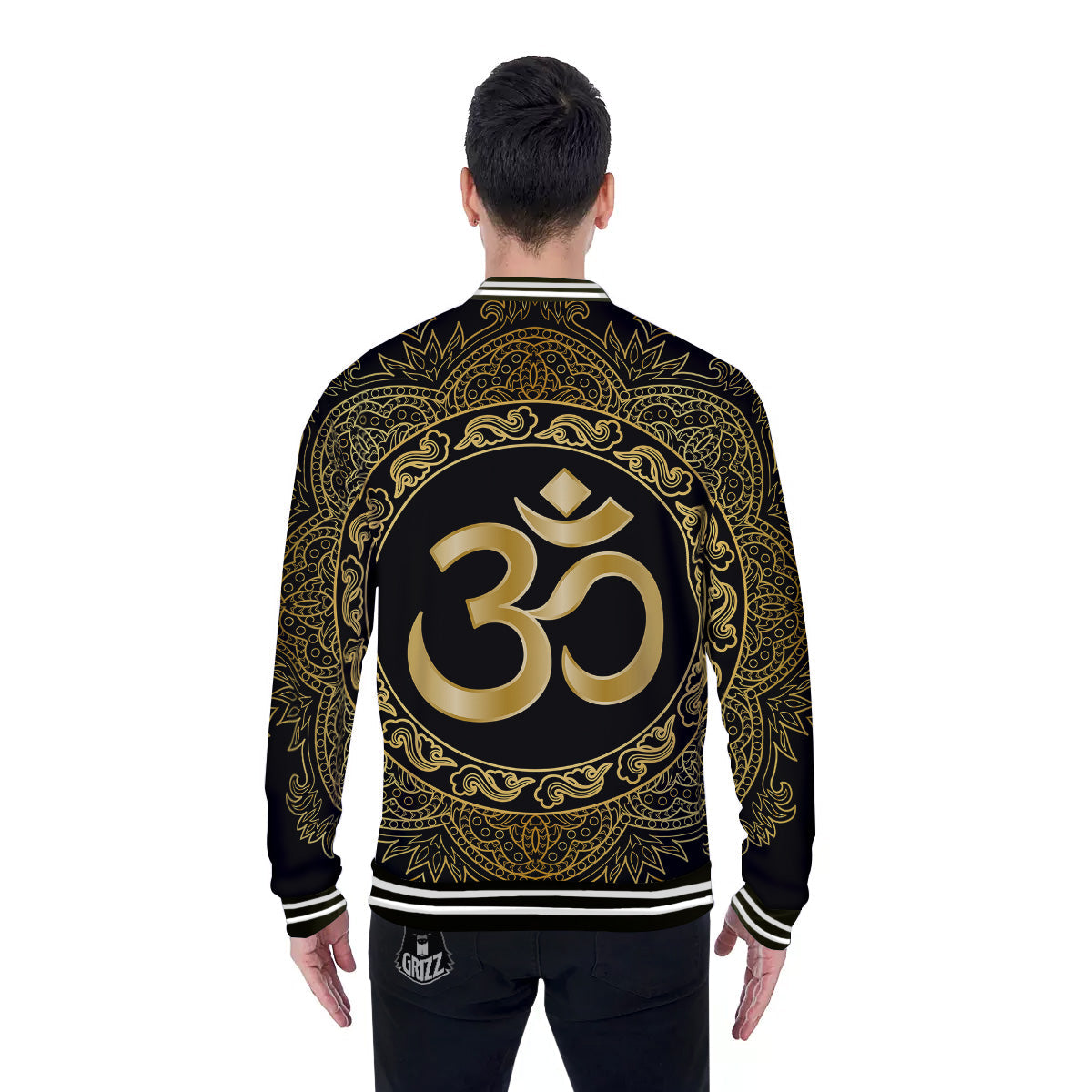 Mandala Boho Om Print Baseball Jacket-grizzshop