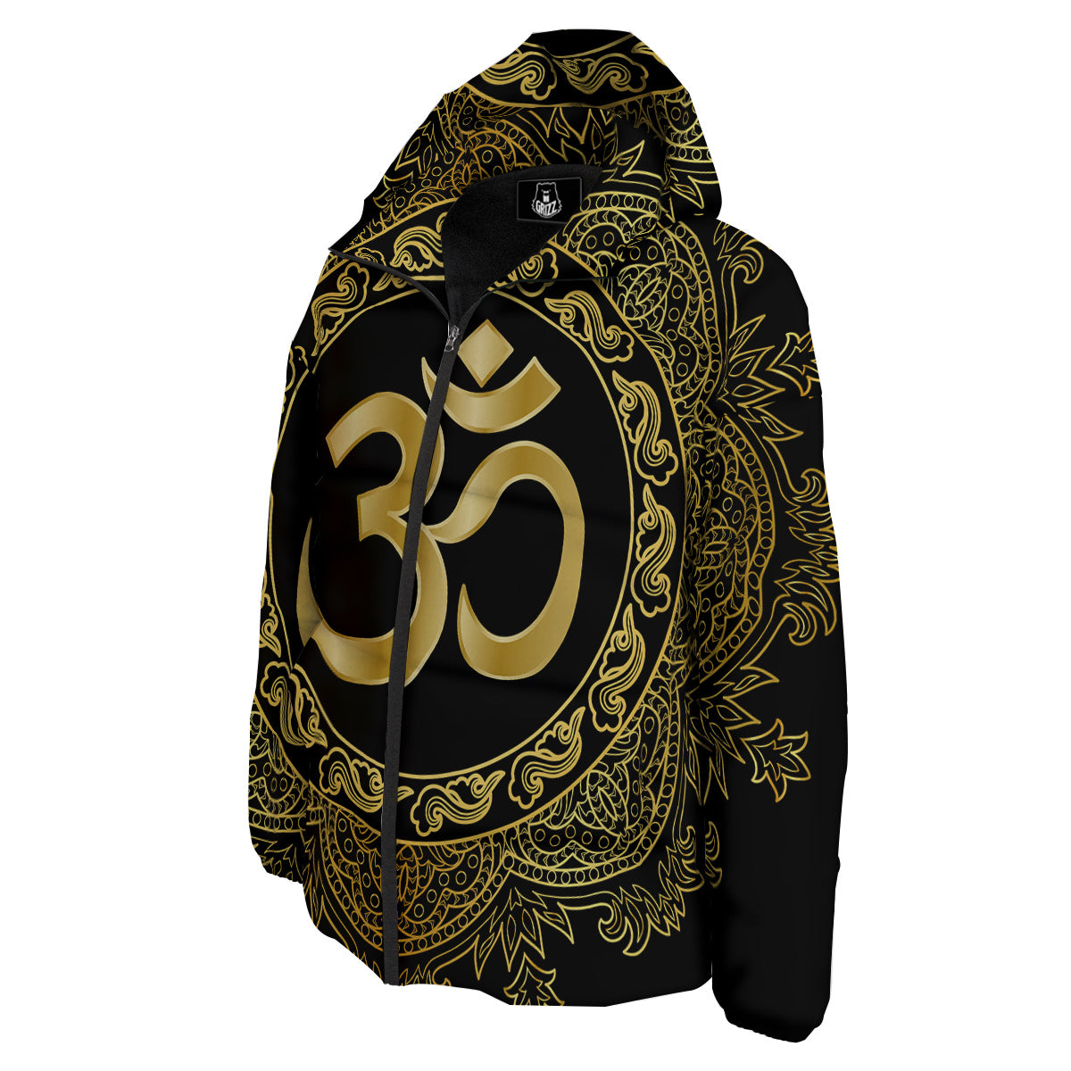 Mandala Boho Om Print Down Jacket-grizzshop