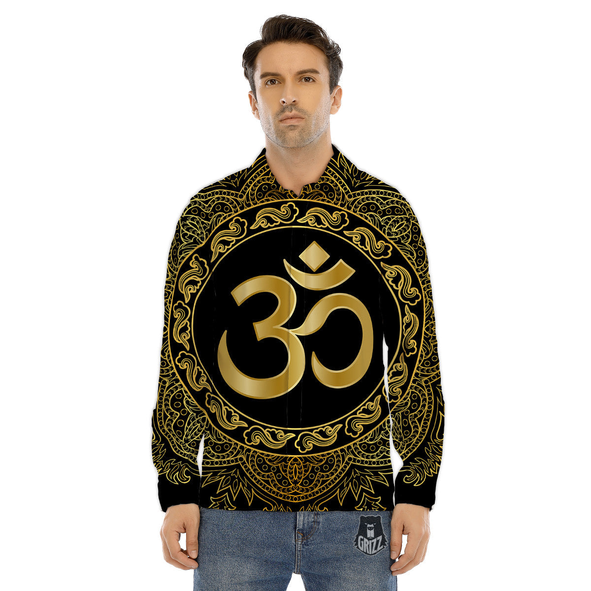 Mandala Boho Om Print Men's Dress Shirts-grizzshop