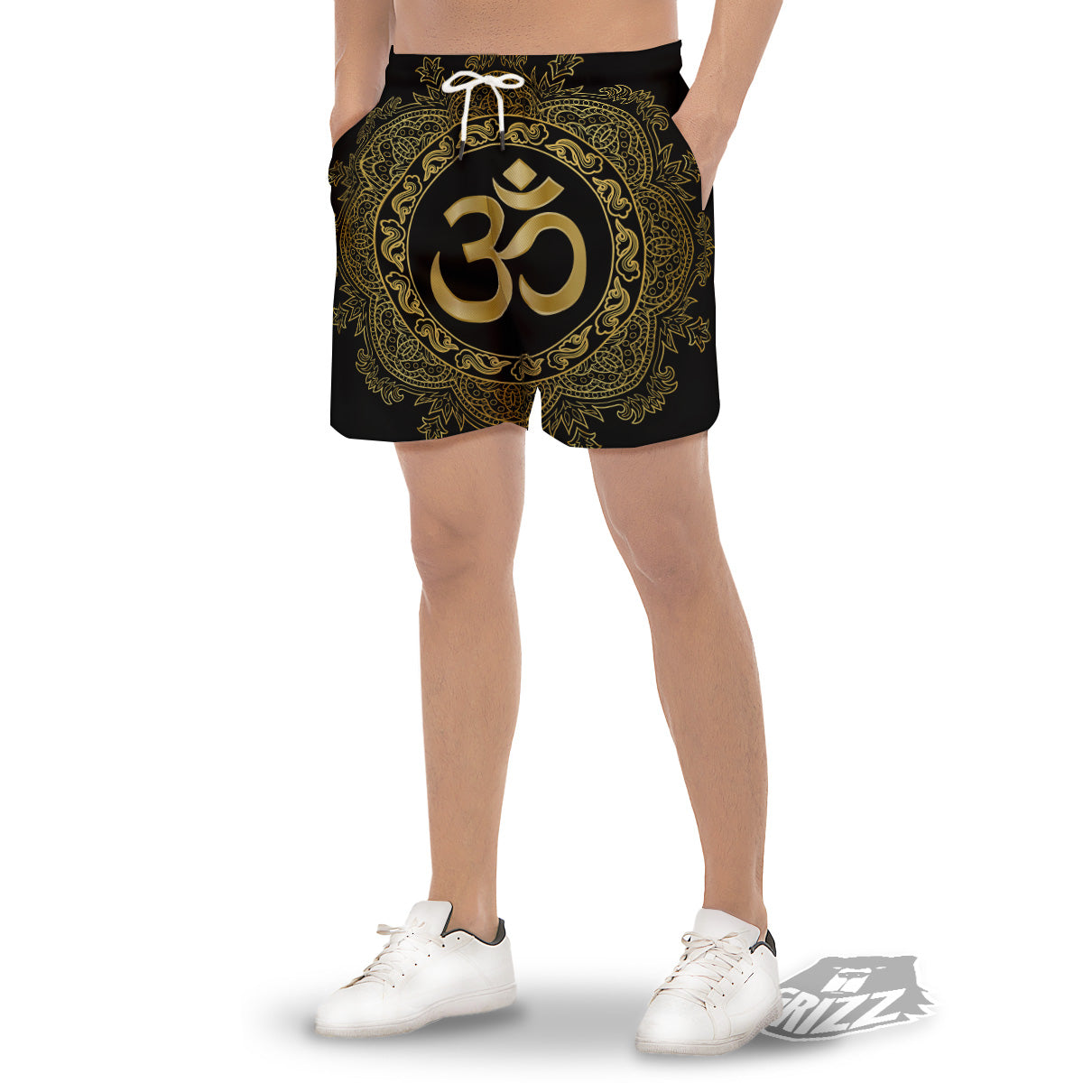 Mandala Boho Om Print Men's Gym Shorts-grizzshop