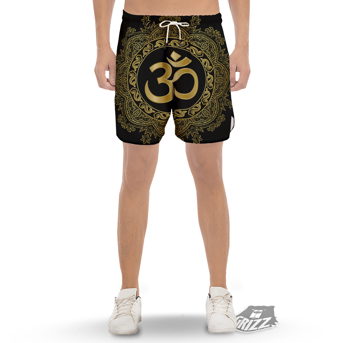 Mandala Boho Om Print Men's Gym Shorts-grizzshop