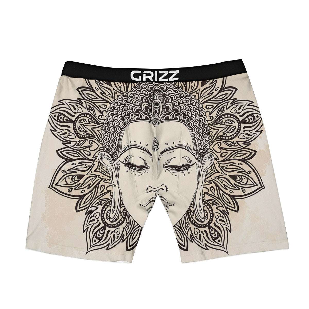 Mandala Buddha Beige Print Boxer Briefs-grizzshop