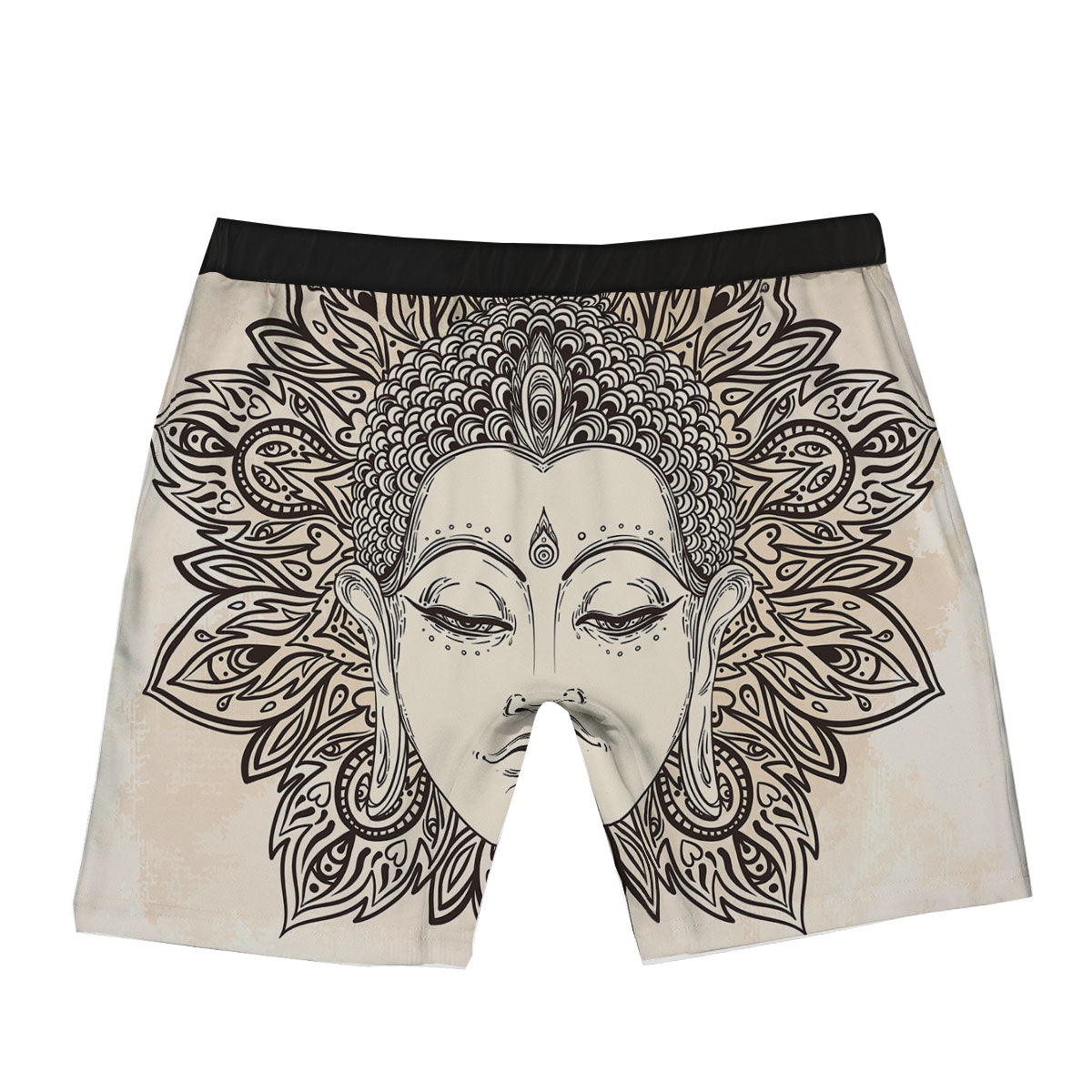 Mandala Buddha Beige Print Boxer Briefs-grizzshop