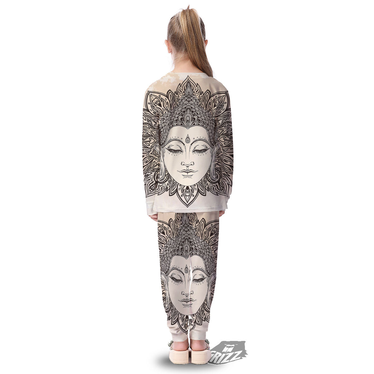 Mandala Buddha Beige Print Kid's Pajamas-grizzshop