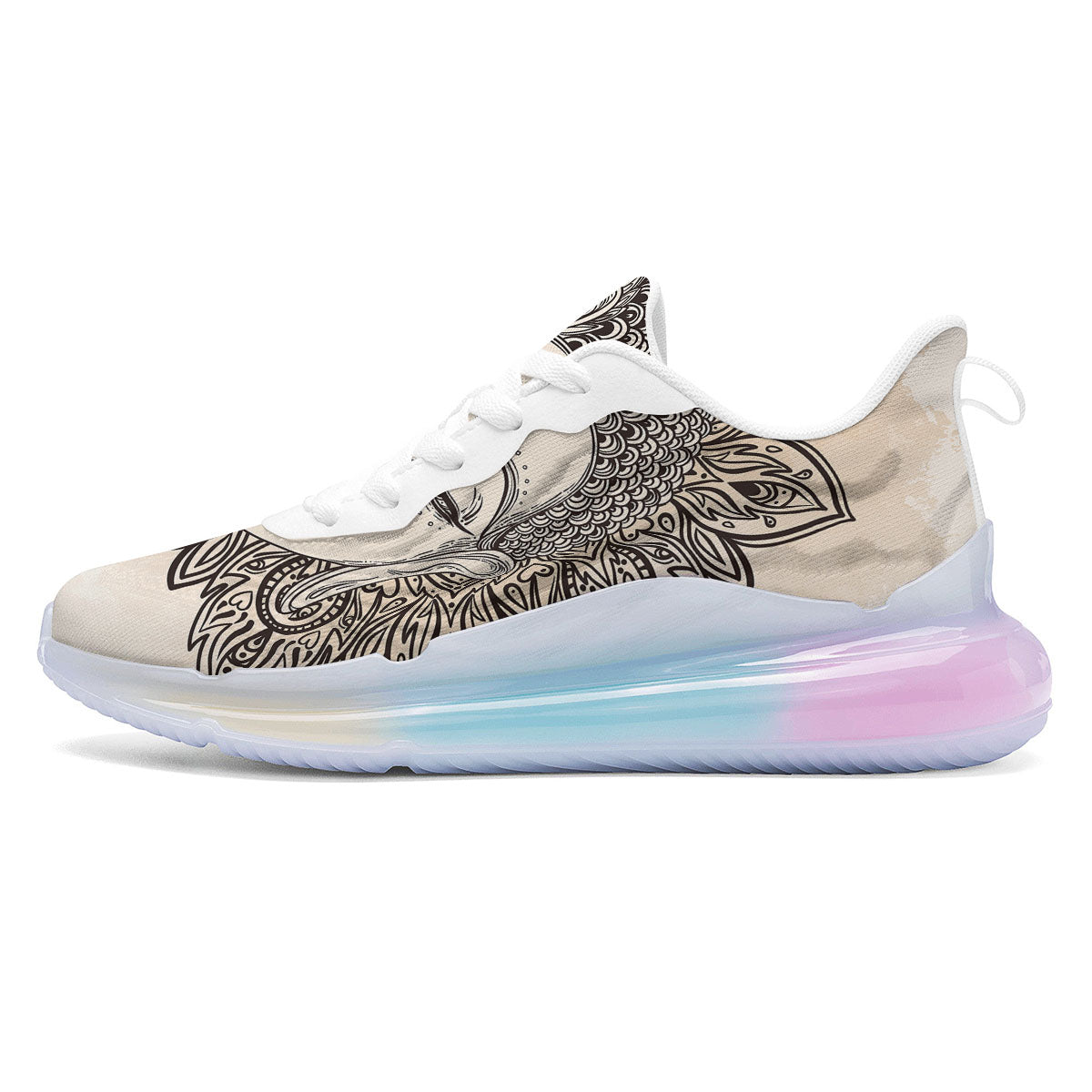 Mandala Buddha Beige Print Running Sneakers-grizzshop