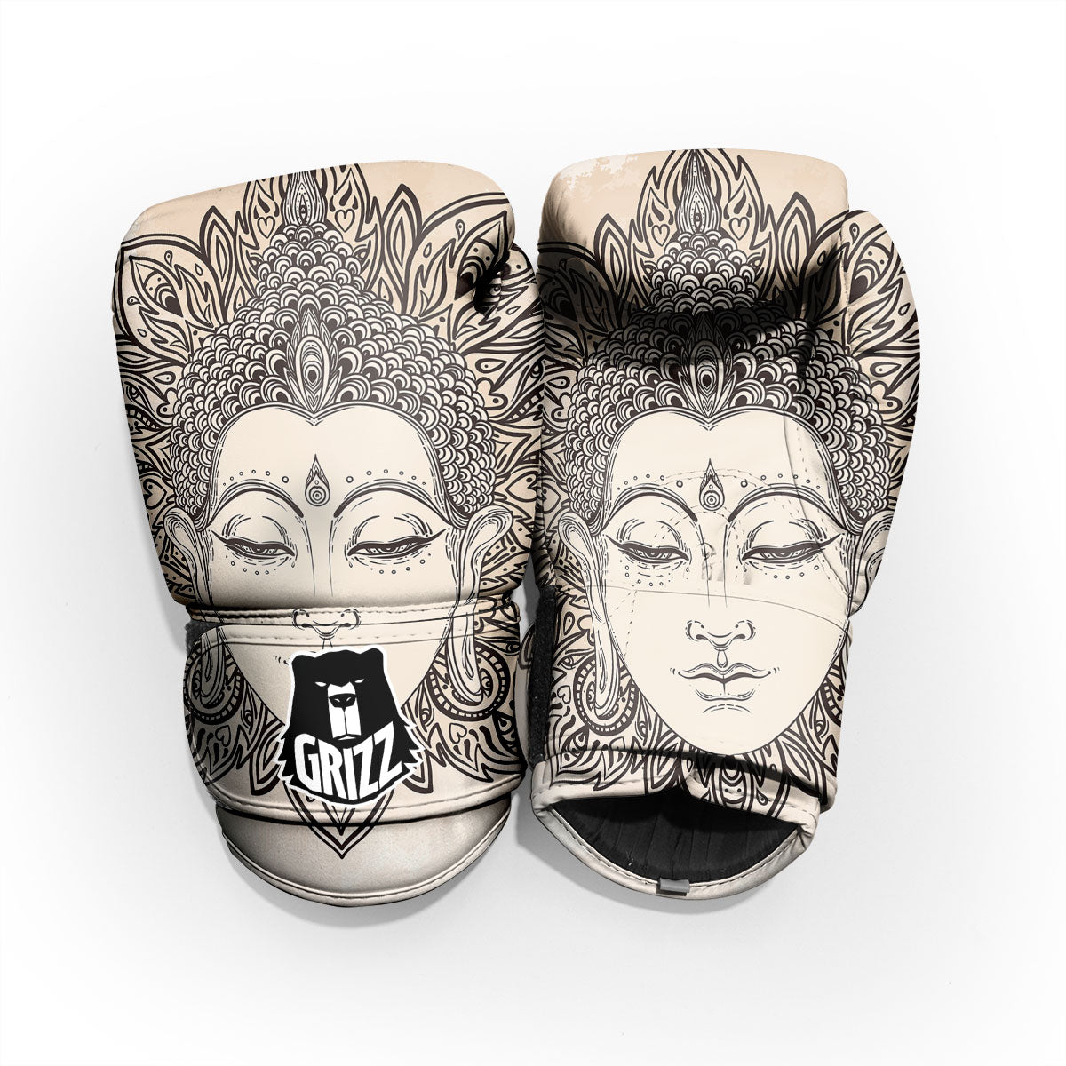 Mandala Buddha Beige Print Pro Boxing Glove