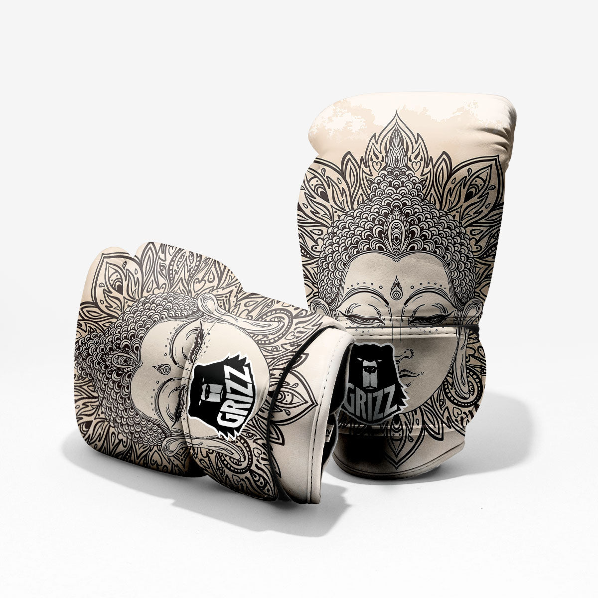 Mandala Buddha Beige Print Pro Boxing Glove