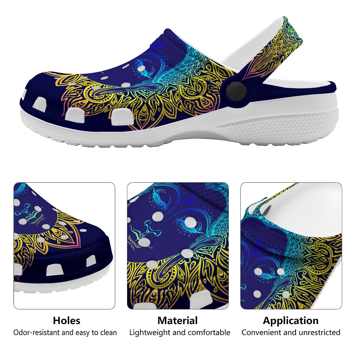 Mandala Buddha Colorful Print Clog-grizzshop