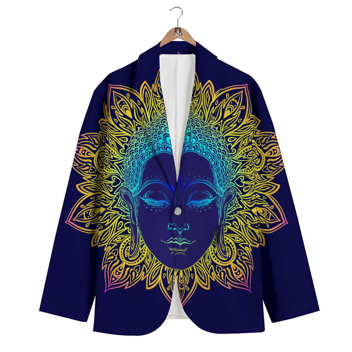 Mandala Buddha Colorful Print Men's Blazer-grizzshop