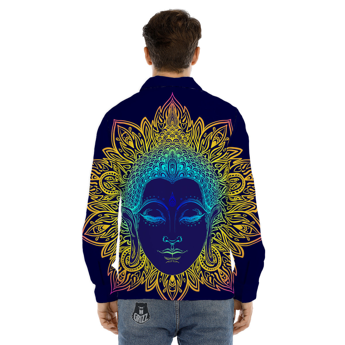 Mandala Buddha Colorful Print Men's Dress Shirts-grizzshop