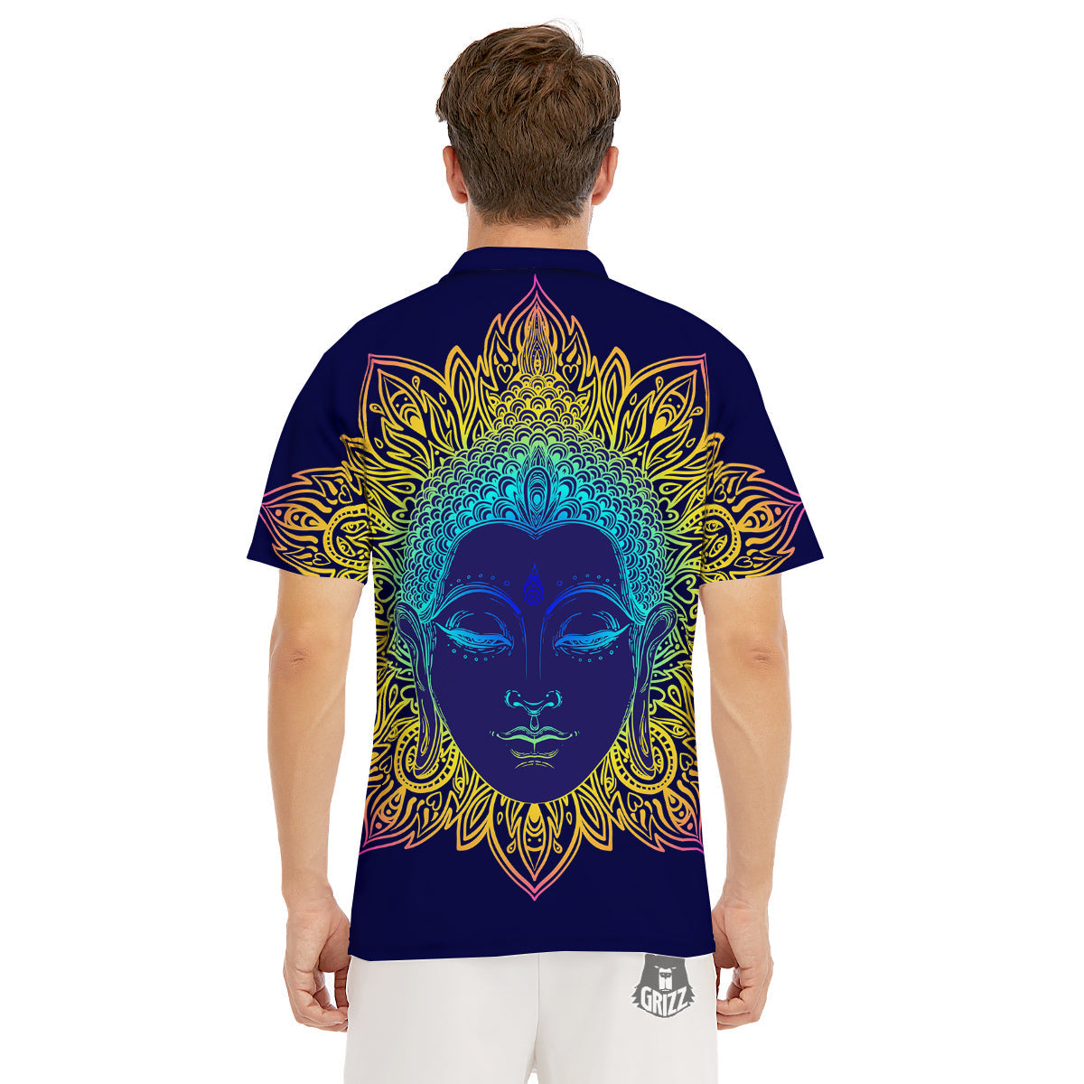 Mandala Buddha Colorful Print Men's Golf Shirts-grizzshop