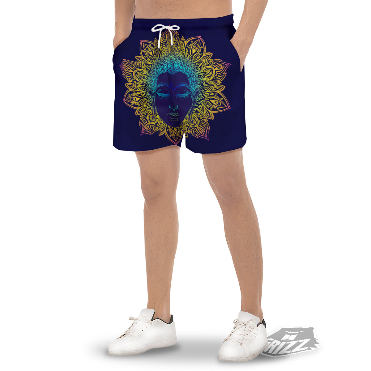 Mandala Buddha Colorful Print Men's Gym Shorts-grizzshop