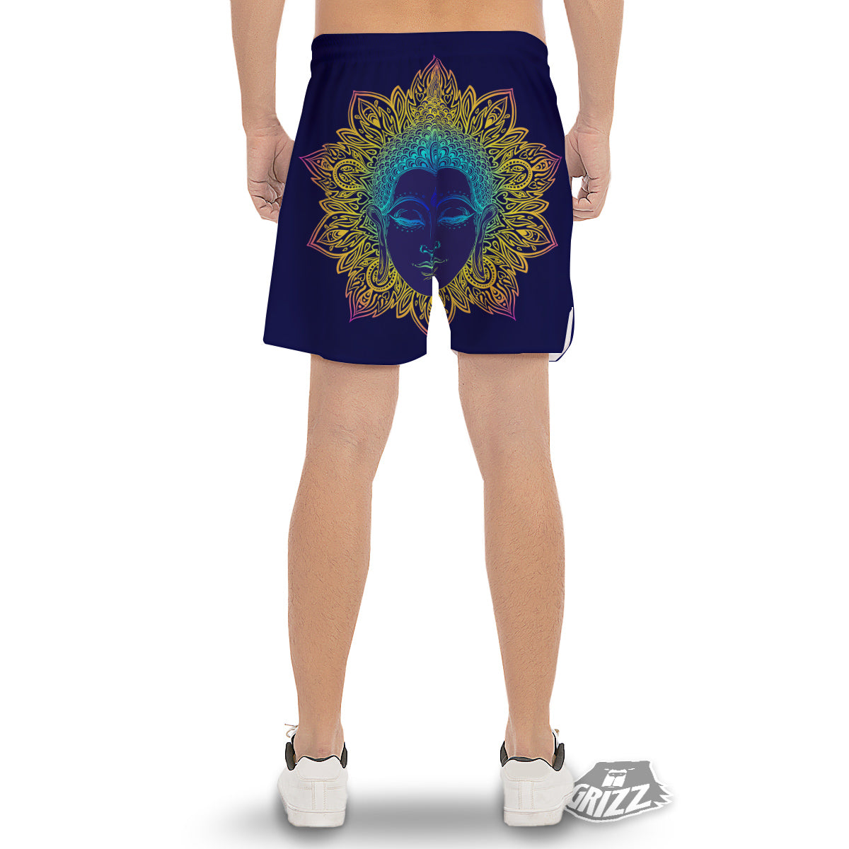 Mandala Buddha Colorful Print Men's Gym Shorts-grizzshop