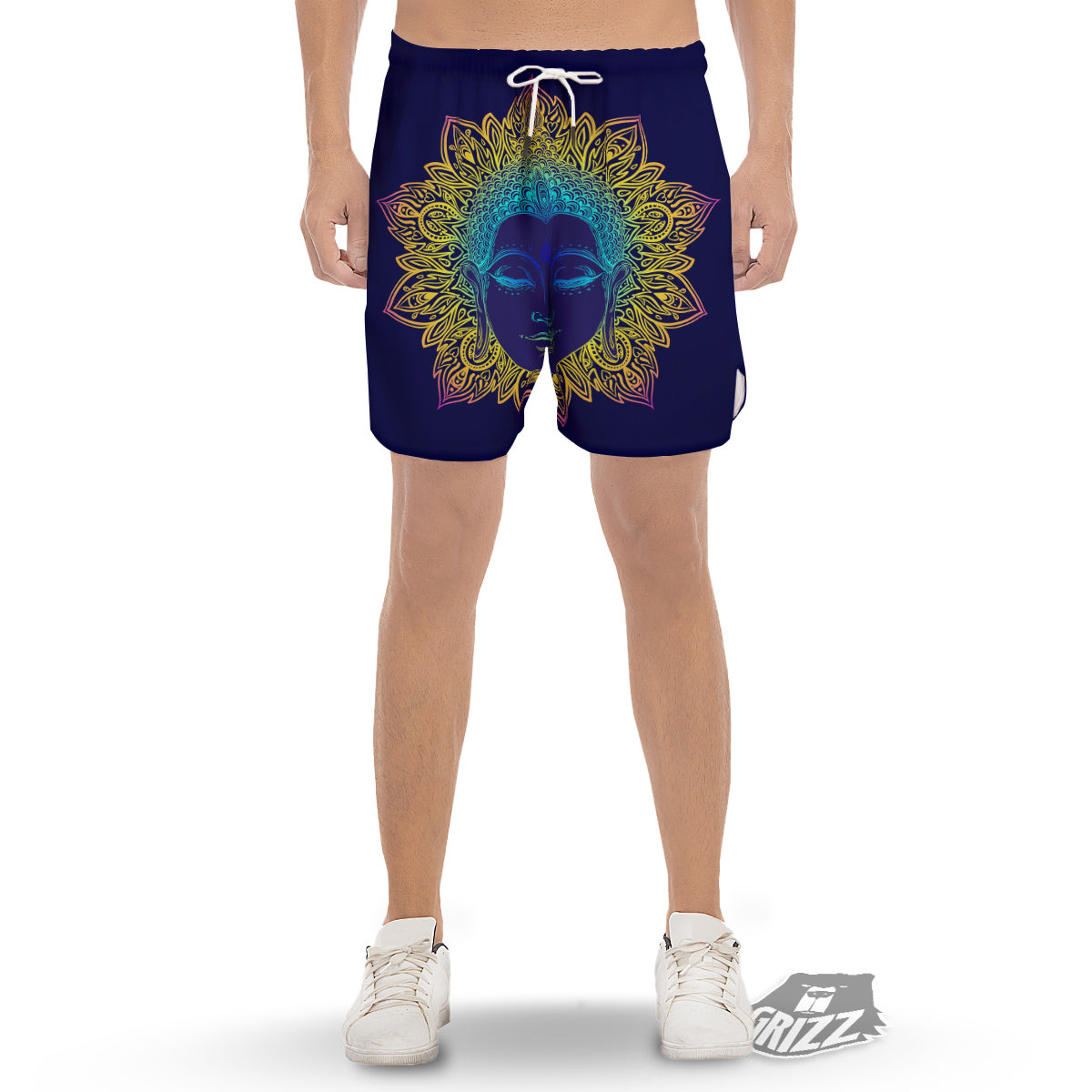Mandala Buddha Colorful Print Men's Gym Shorts-grizzshop