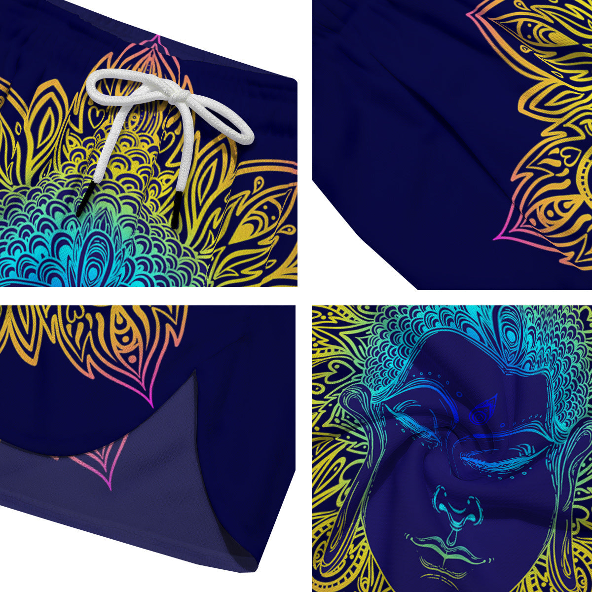 Mandala Buddha Colorful Print Men's Running Shorts-grizzshop