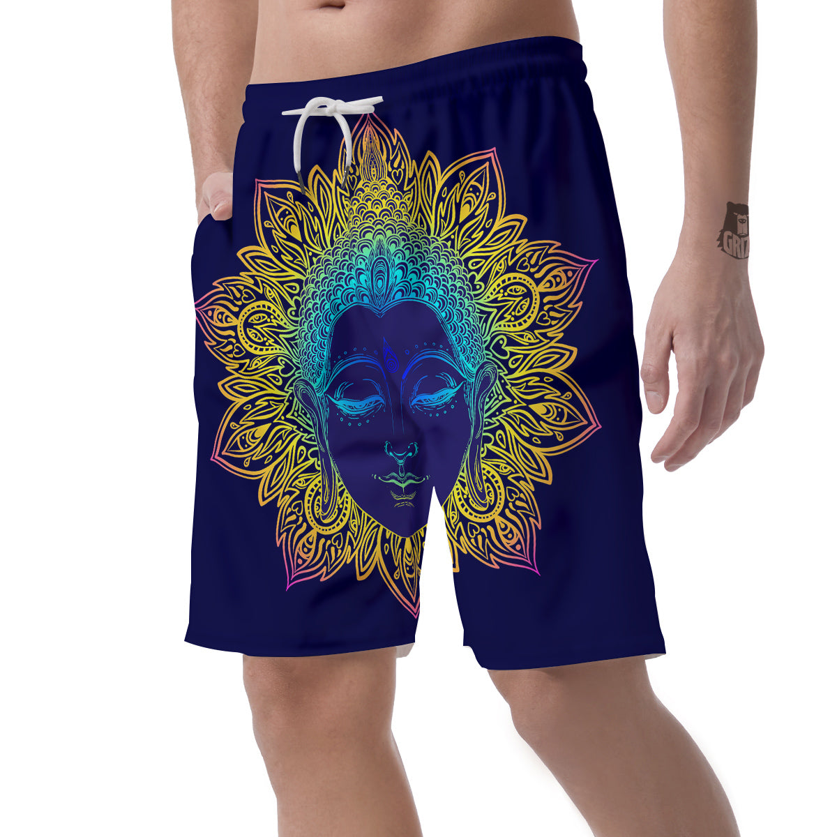Mandala Buddha Colorful Print Men's Shorts-grizzshop