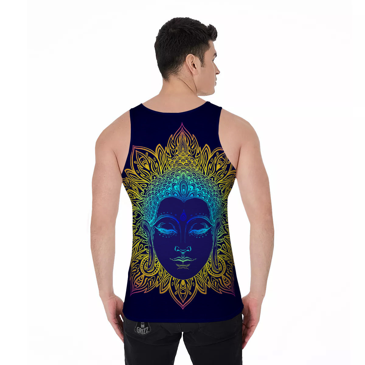 Mandala Buddha Colorful Print Men's Tank Top-grizzshop
