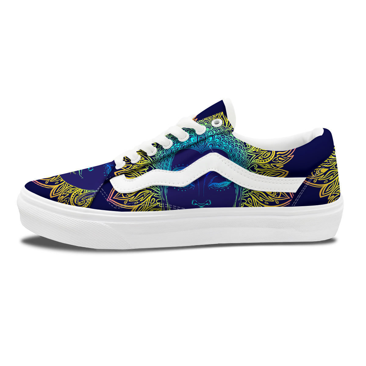 Mandala Buddha Colorful Print Skate Shoes-grizzshop