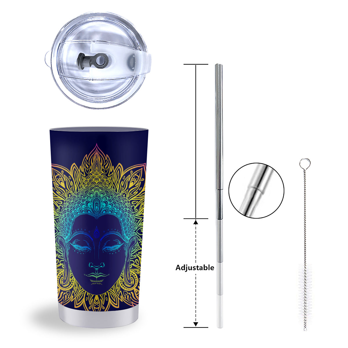 Mandala Buddha Colorful Print Tumbler-grizzshop