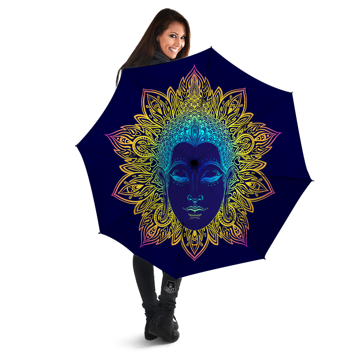 Mandala Buddha Colorful Print Umbrella-grizzshop