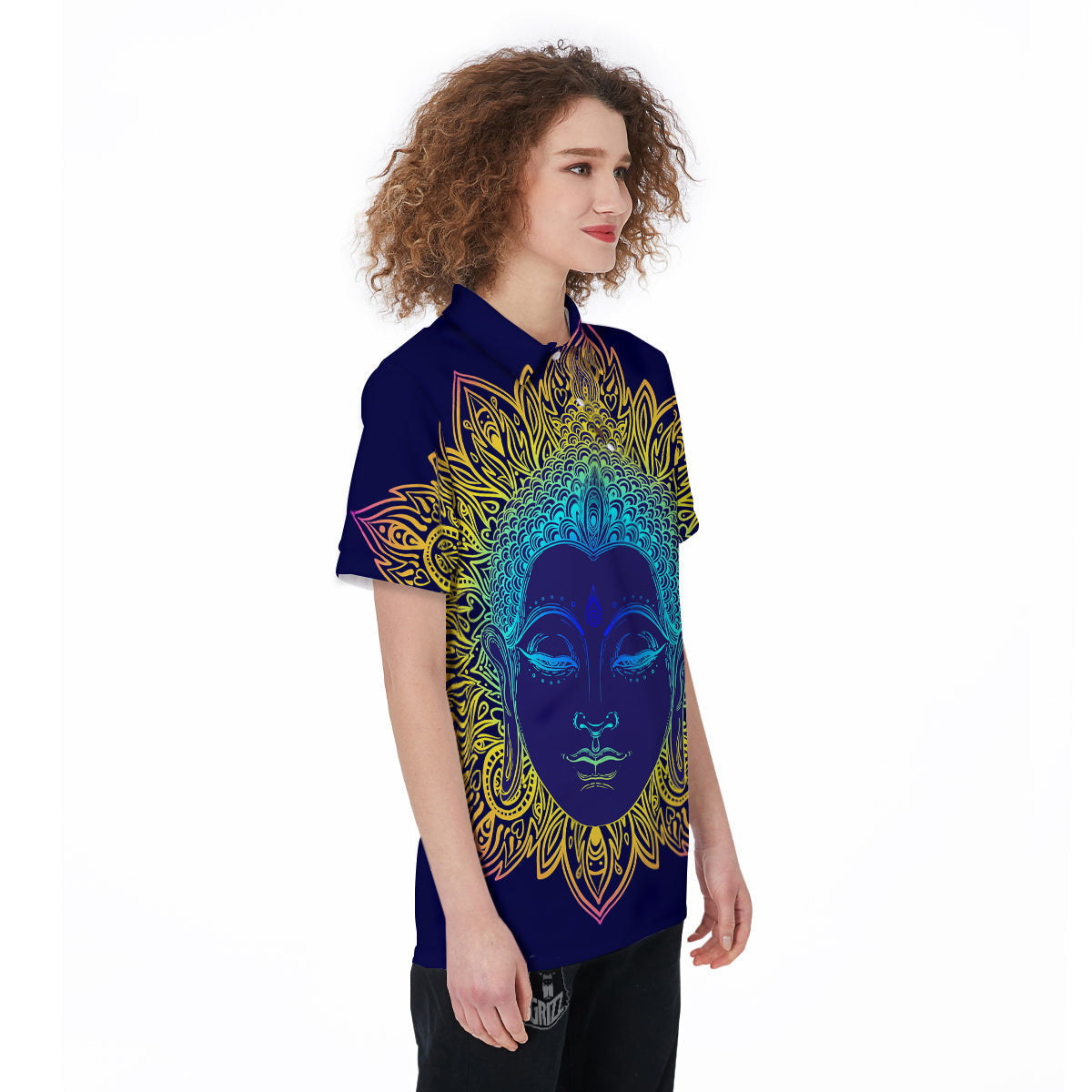Mandala Buddha Colorful Print Women's Golf Shirts-grizzshop