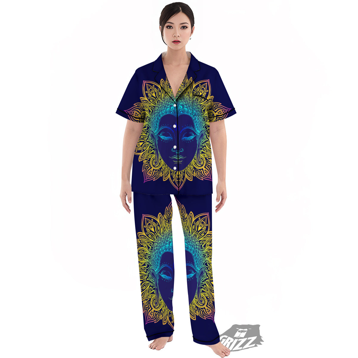 Mandala Buddha Colorful Print Women's Pajamas Set-grizzshop